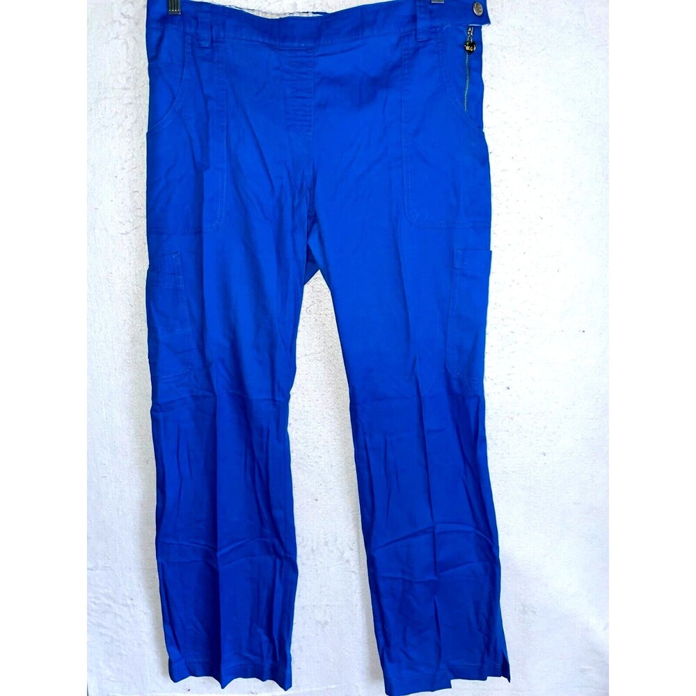 Koi Kathy Peterson Scrub Pants XL women's Blue pockets cotton blend charm